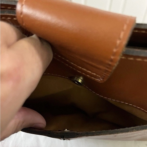 Patricia Nash Rosina Cut Out Tooled Leather Satchel Tan Gold! Beautifully Bag!! - Picture 7 of 12